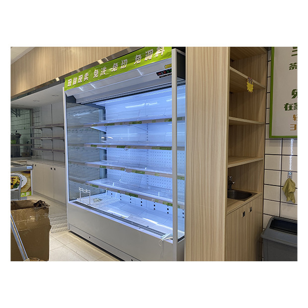 Supermercado / tienda de conveniencia de ángulo derecho tipo de enfriador abierto para almacenar alimentos / bebidas