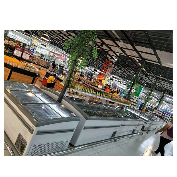 Congelador horizontal comercial/almacenamiento de albóndigas de exhibición Congelador de gabinete de la isla para la venta