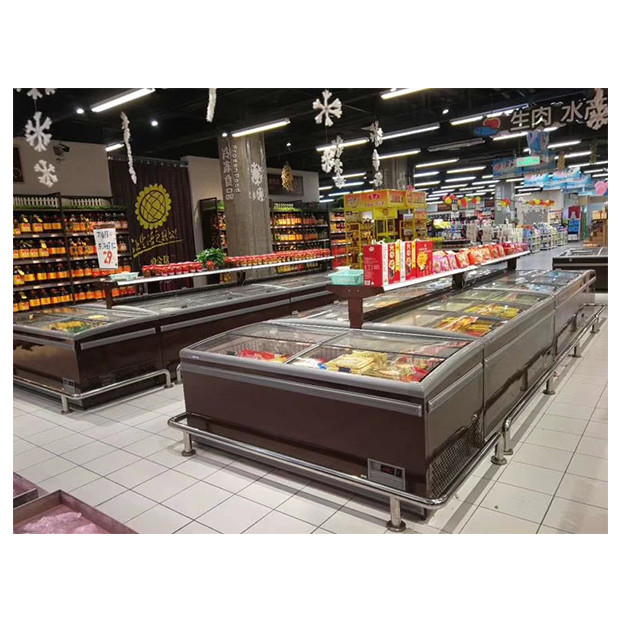 Congelador horizontal comercial/almacenamiento de albóndigas de exhibición Congelador de gabinete de la isla para la venta
