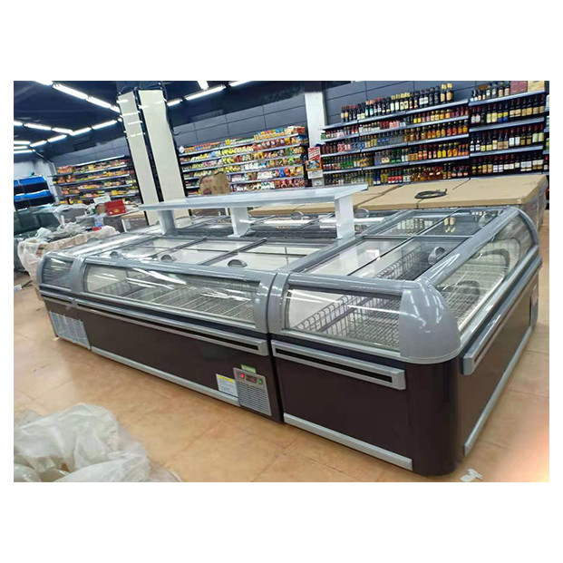 Congelador horizontal comercial/almacenamiento de albóndigas de exhibición Congelador de gabinete de la isla para la venta
