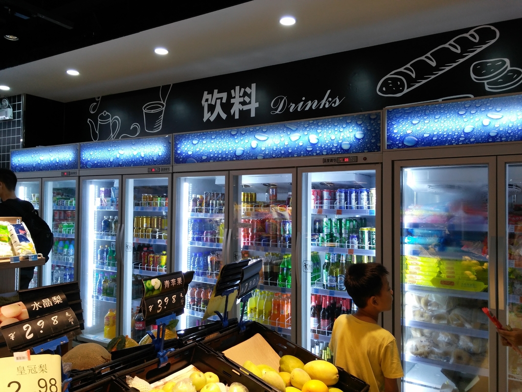 Refrigerador comercial de bebidas, porta de vidrio, refrigerador para bares, bebidas, refrigerador para vendedores.
