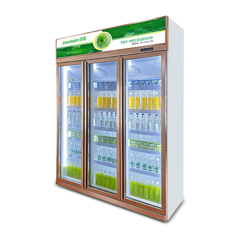 Refrigerador comercial refrigerador de bebidas 3 puertas de cristal refrigerador comercial vertical Eficiente en energía