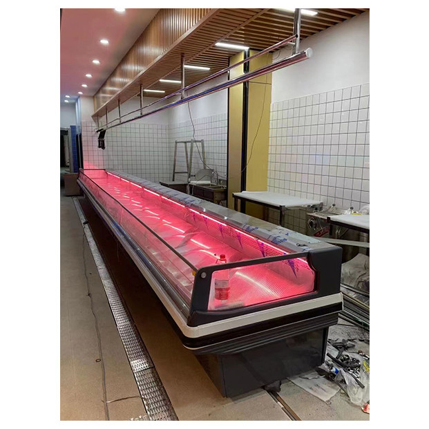 Supermercado / Carnicería / Mercado Estilo europeo Refrigerador de pantalla de almacenamiento de carne fresca con tapa abierta