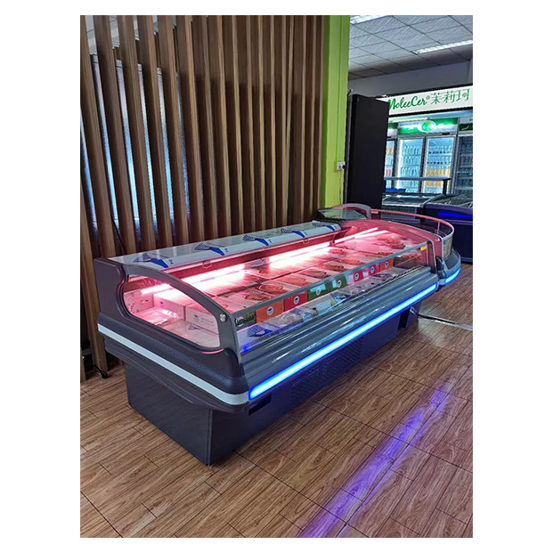 Supermercado / Carnicería / Mercado Estilo europeo Refrigerador de pantalla de almacenamiento de carne fresca con tapa abierta