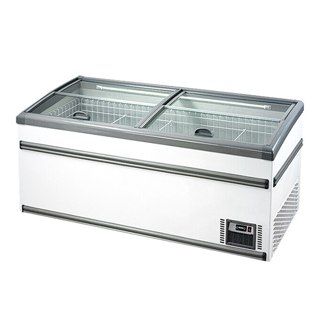 Supermercado Blanco/Griz Productos congelados/Pastones de arroz-carne/Pescado congelado Display Island Cabinet Freezer