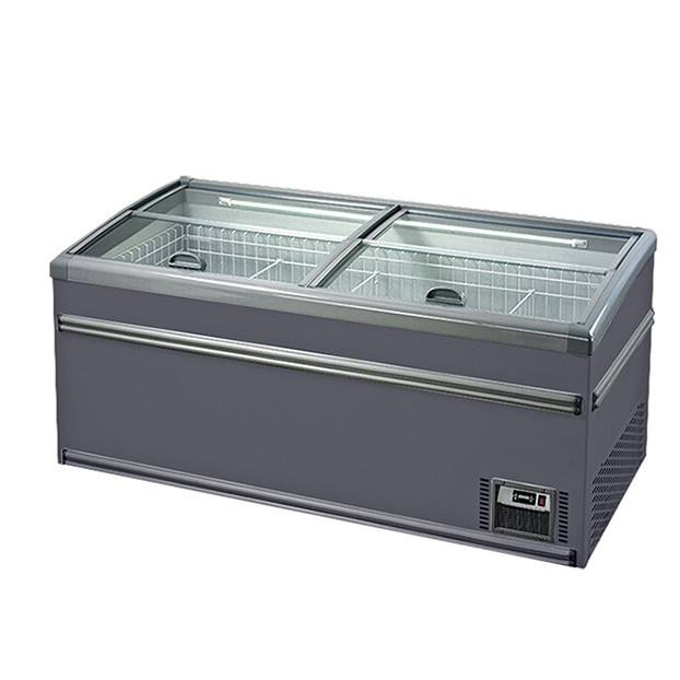 Supermercado Blanco/Griz Productos congelados/Pastones de arroz-carne/Pescado congelado Display Island Cabinet Freezer