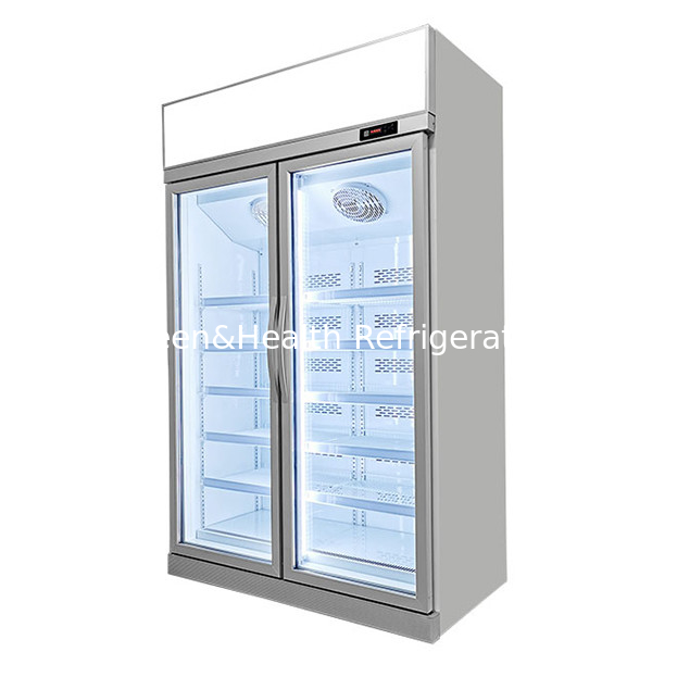 Refrigeradores de exhibición congeladores con dos puertas de vidrio para supermercados/tiendas comerciales