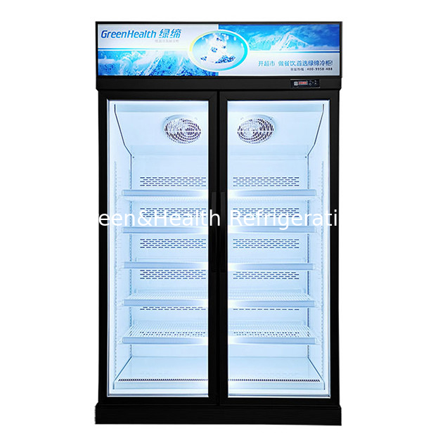 Refrigeradores de exhibición congeladores con dos puertas de vidrio para supermercados/tiendas comerciales