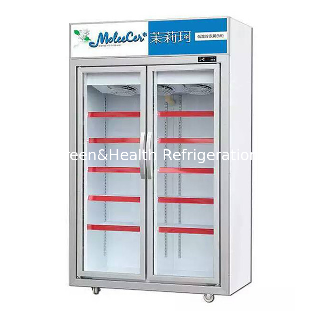 Refrigeradores de exhibición congeladores con dos puertas de vidrio para supermercados/tiendas comerciales