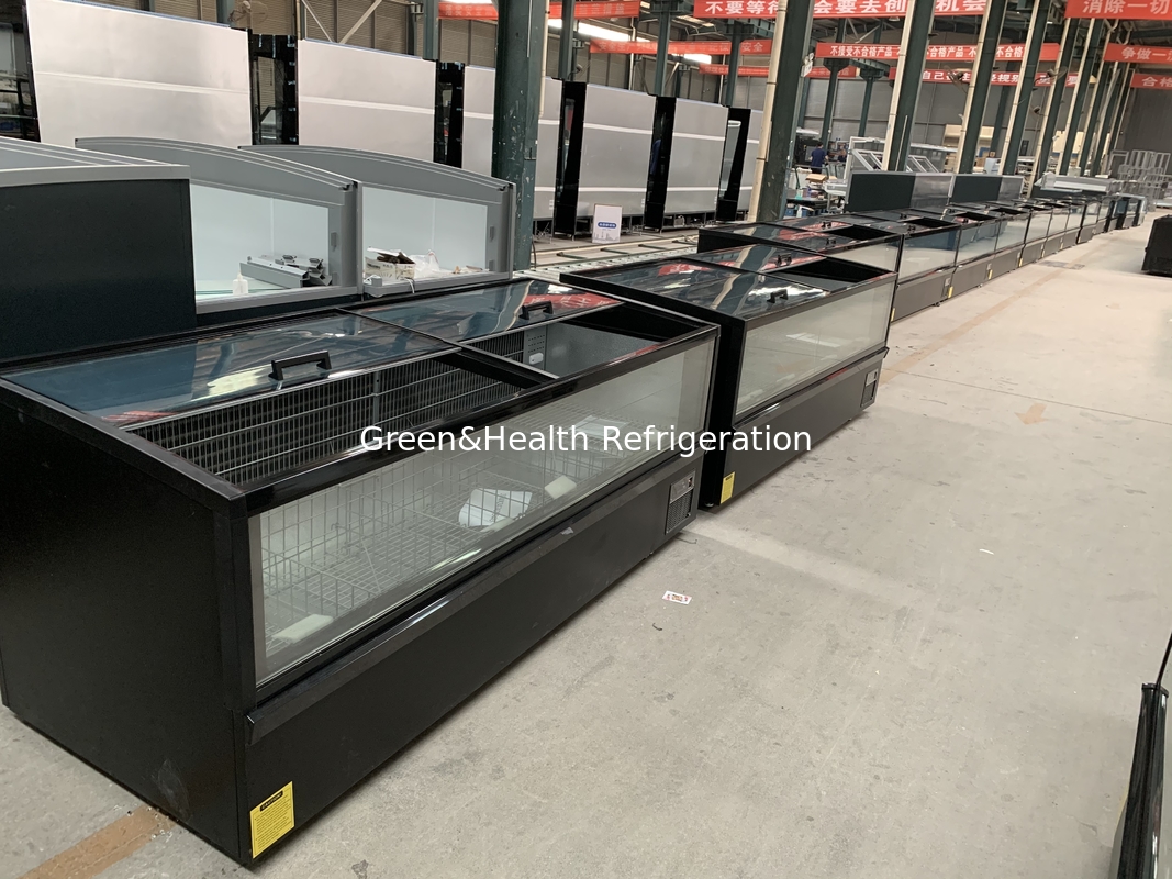 Congelador profundo sin escarcha para supermercado, isla, para carne, con luz LED