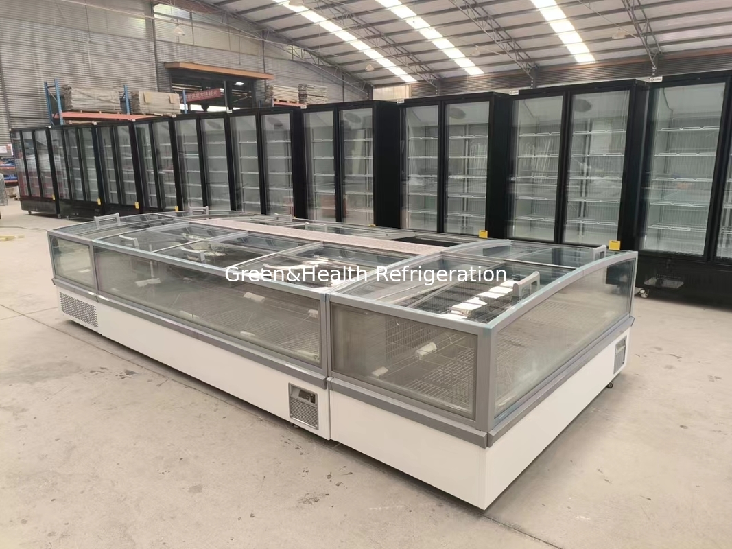 Congelador profundo sin escarcha para supermercado, isla, para carne, con luz LED