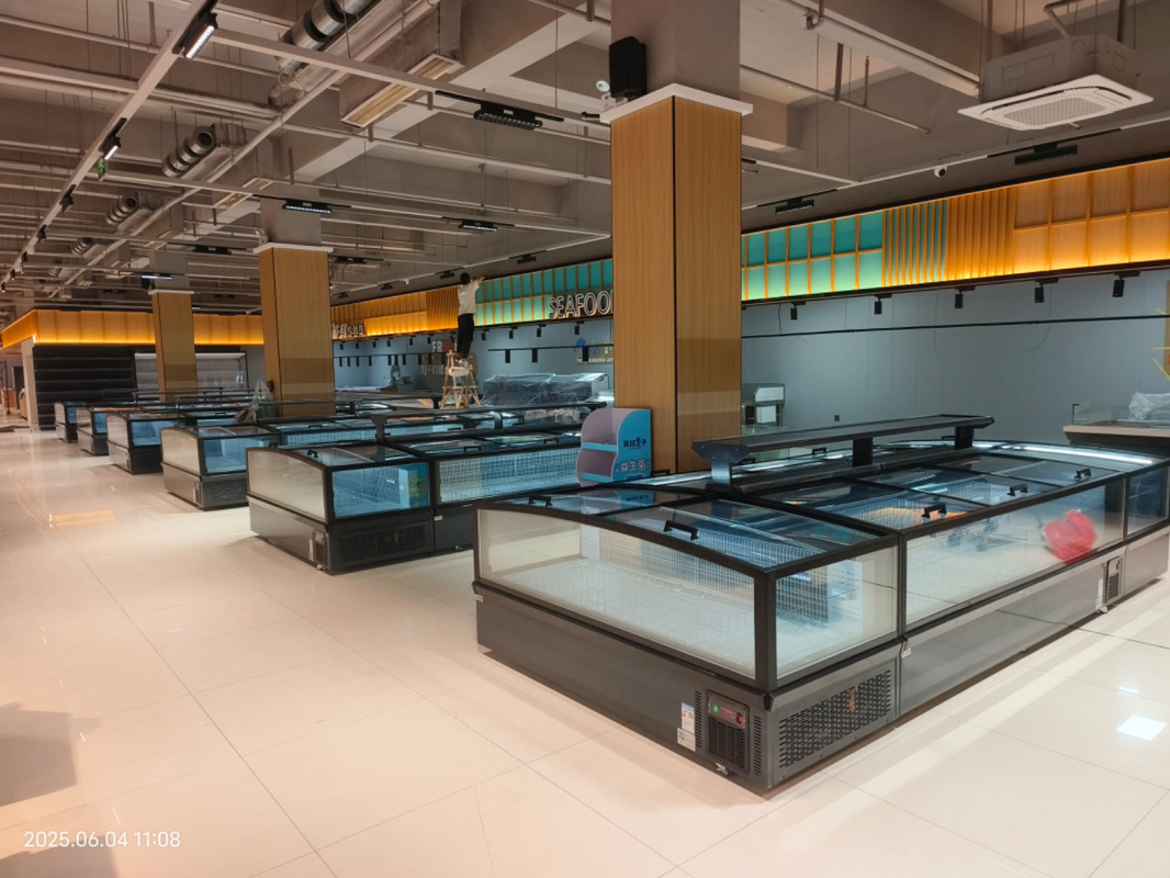 Congelador profundo sin escarcha para supermercado, isla, para carne, con luz LED