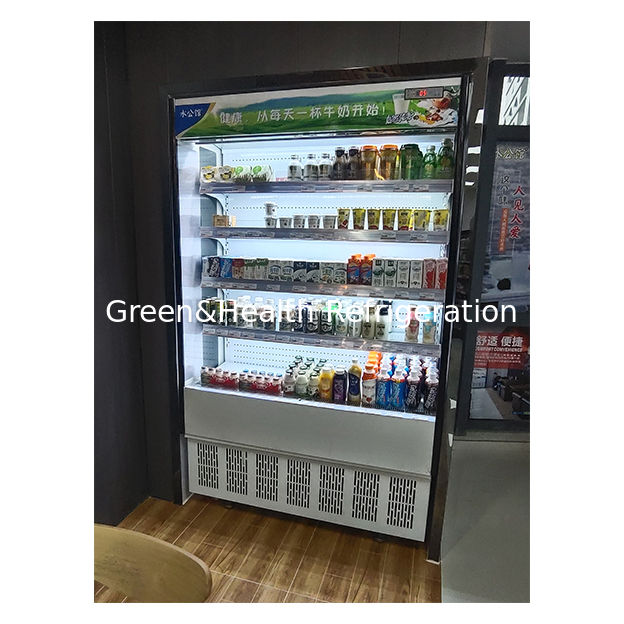Pequeña estantería de cinco niveles para tienda de conveniencia, exhibición de almacenamiento de frutas, pequeño congelador abierto