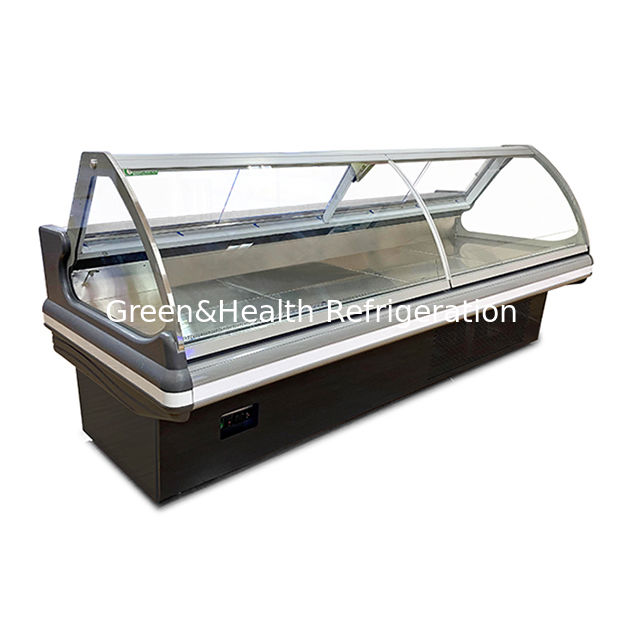 Comercial Horizontal Rojo con luces LED Fresco Display de almacenamiento de carne congelador para la venta