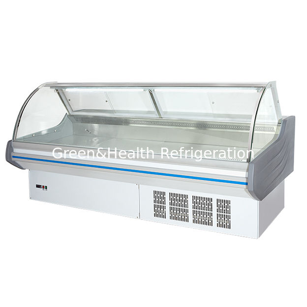 Comercial Horizontal Rojo con luces LED Fresco Display de almacenamiento de carne congelador para la venta