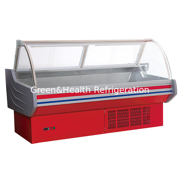 Comercial Horizontal Rojo con luces LED Fresco Display de almacenamiento de carne congelador para la venta