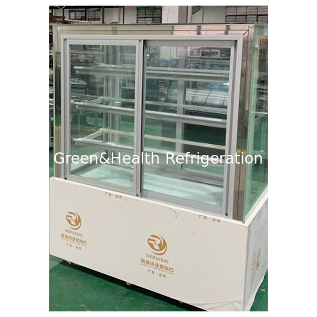 Ventas directas de fábrica Vidrio transparente ángulo recto de acero inoxidable Torta refrigerada congelador de pantalla