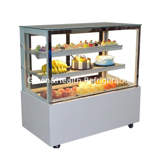 Ventas directas de fábrica Vidrio transparente ángulo recto de acero inoxidable Torta refrigerada congelador de pantalla