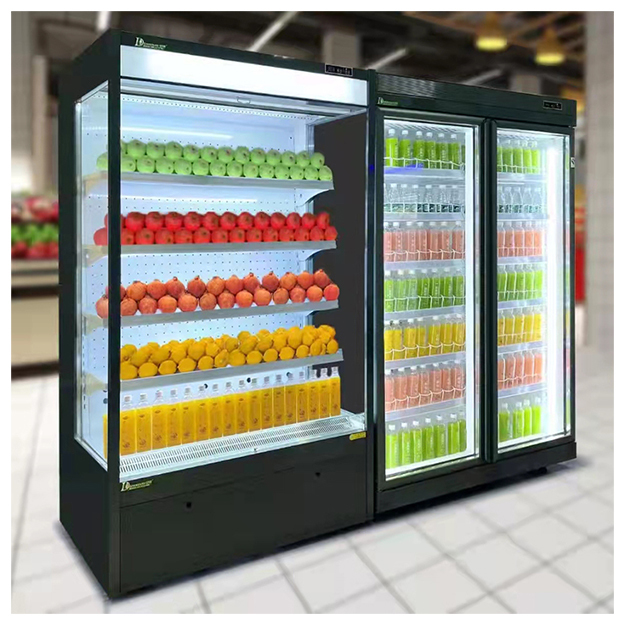 Refrigeradores pequeños de estilo abierto para almacenamiento y exhibición de frutas/verduras en tiendas de conveniencia/supermercados