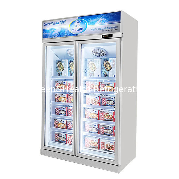 Congelador comercial de puertas de vidrio con refrigerante R290 Puerta de vidrio de bajo contenido y iluminación LED para almacenamiento de productos congelados