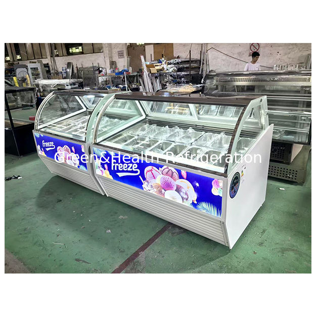 Las tiendas de helados/supermercados utilizan refrigeradores de almacenamiento para exhibir helados