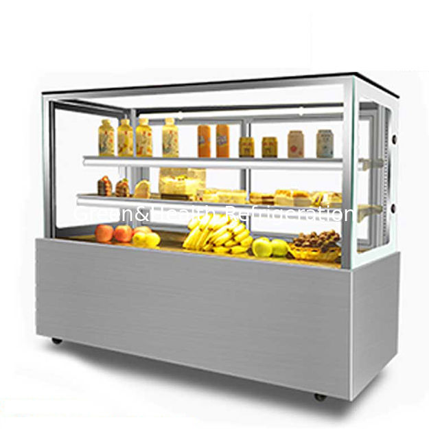 Venta Directa de Fábrica Congelador Exhibidor de Refrigeración de Pasteles en Ángulo Recto de Acero Inoxidable y Vidrio