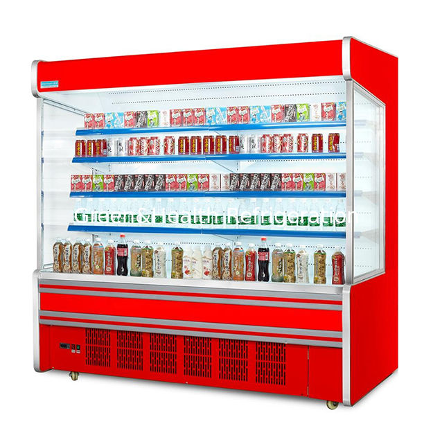 Gabinete de cortina de aire de exhibición refrigerada de estilo abierto con compresor incorporado de alta calidad en la fábrica