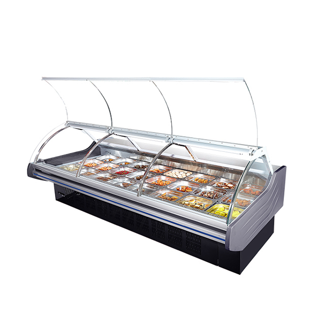 Tiendas de alimentos cocinados de alta calidad en fábricas/mercados que utilizan exhibición refrigerada de refrigeradores de alimentos cocinados