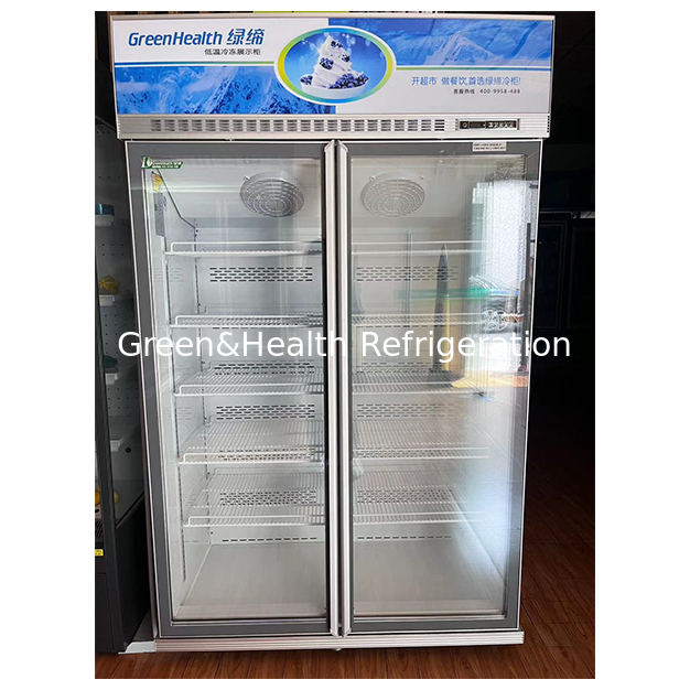 Congelador de exhibición de puerta de vidrio simple para supermercado/tienda, congelador de almacenamiento