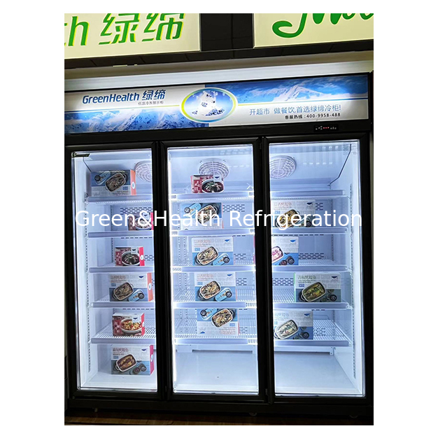 Congelador de exhibición de puerta de vidrio simple para supermercado/tienda, congelador de almacenamiento
