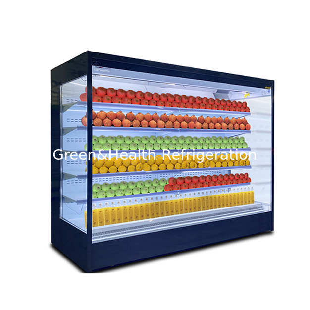 Venta Directa de Fábrica Congelador de Gabinete con Cortina de Aire para Supermercado con Múltiples Estantes y Ángulo Abierto