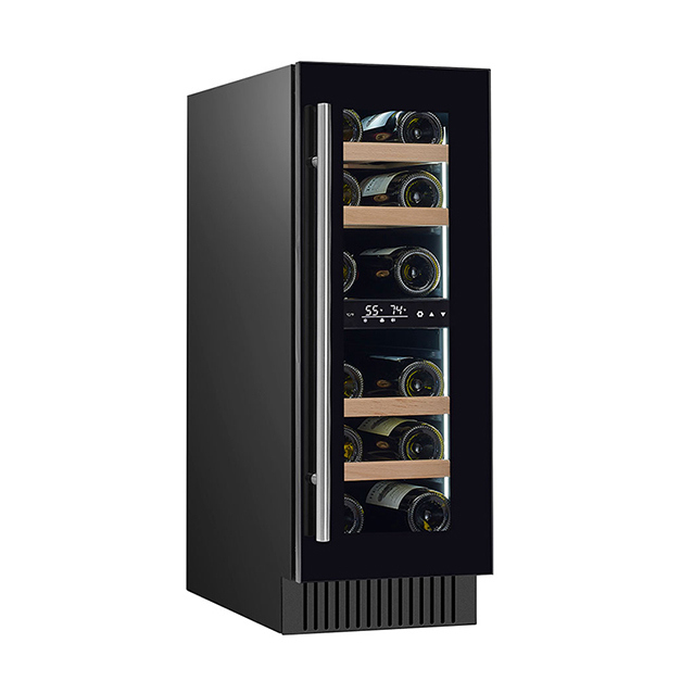Certificado ETL Puerta única vertical 18 botellas de vino tinto Display de almacenamiento refrigerado congelador