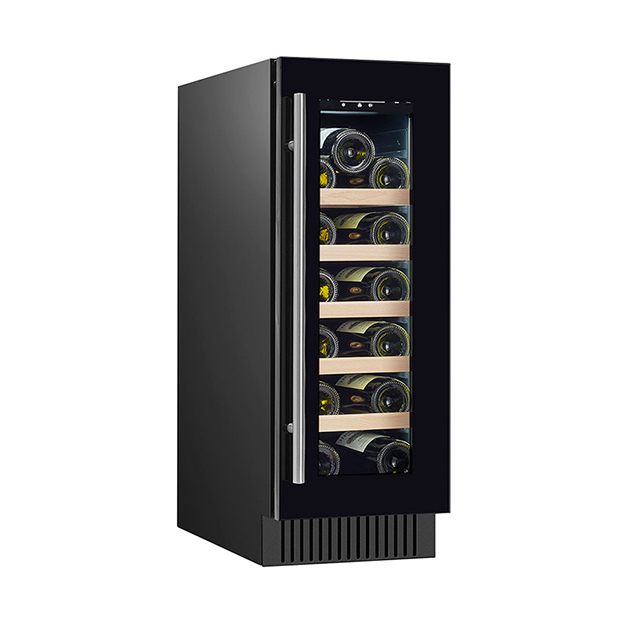 Certificado ETL Puerta única vertical 18 botellas de vino tinto Display de almacenamiento refrigerado congelador