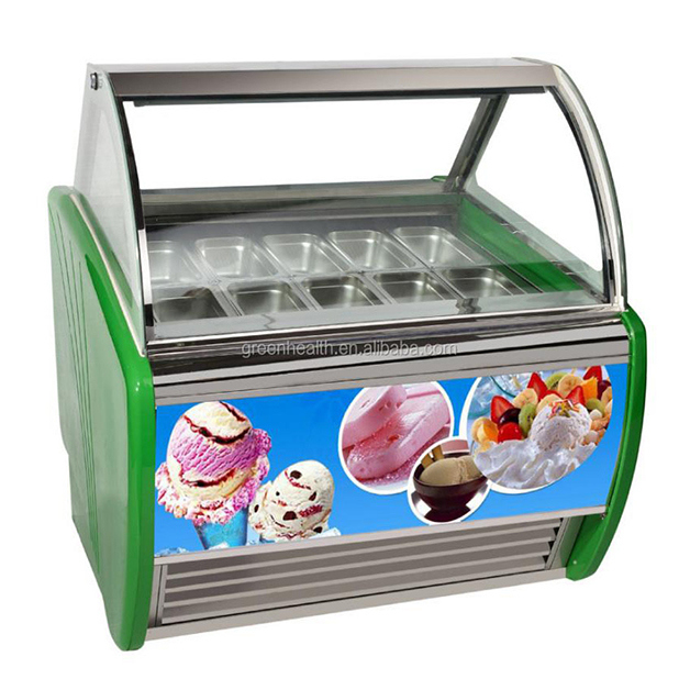 Heladería/Tienda de conveniencia con 16 platos utiliza congelador exhibidor de refrigeración para helados