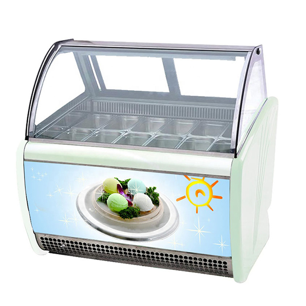 Heladería/Tienda de conveniencia con 16 platos utiliza congelador exhibidor de refrigeración para helados