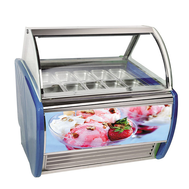 Heladería/Tienda de conveniencia con 16 platos utiliza congelador exhibidor de refrigeración para helados