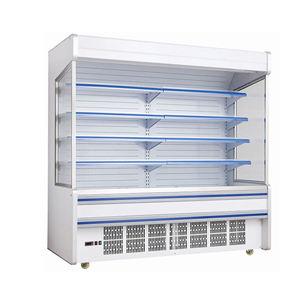 Congelador tipo abierto con compresor incorporado para supermercado, múltiples estantes