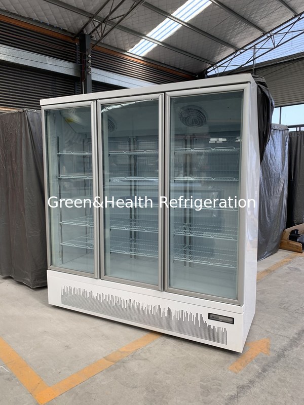 Refrigerador vertical comercial de 2 puertas de vidrio, refrigerador de alcance, enfriador de bebidas comercial