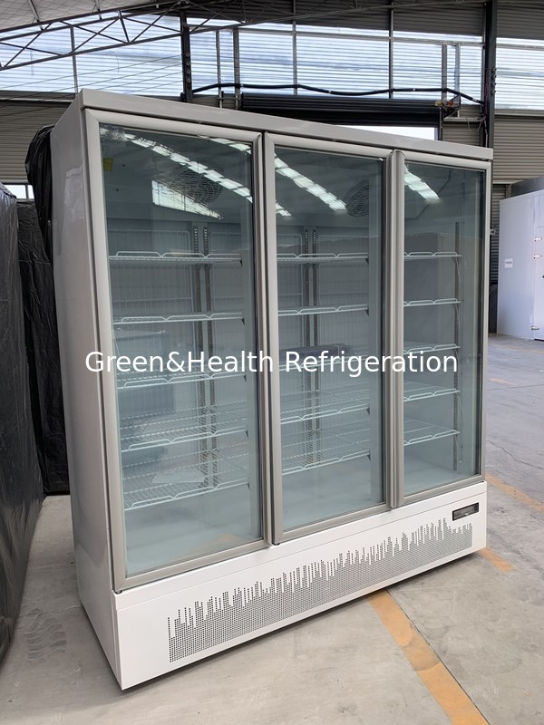 Refrigerador vertical comercial de 2 puertas de vidrio, refrigerador de alcance, enfriador de bebidas comercial