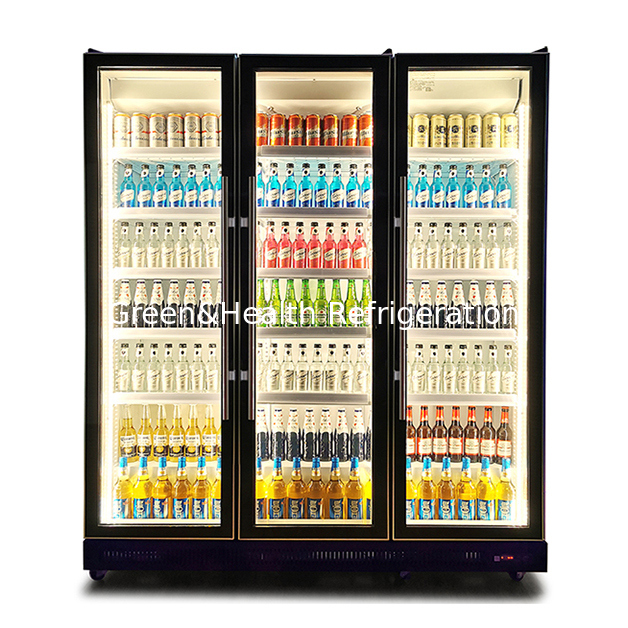 Three Glass Doors That Can Control Multiple LED Lights For Beverage Refrigeration Display Refrigerators