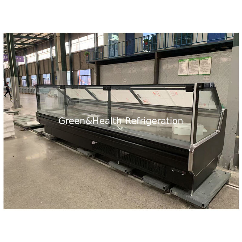 Diseño de refrigeración estática de supermercado con servicio de gravedad de evaporador Contador de exhibición de carne de res congelador