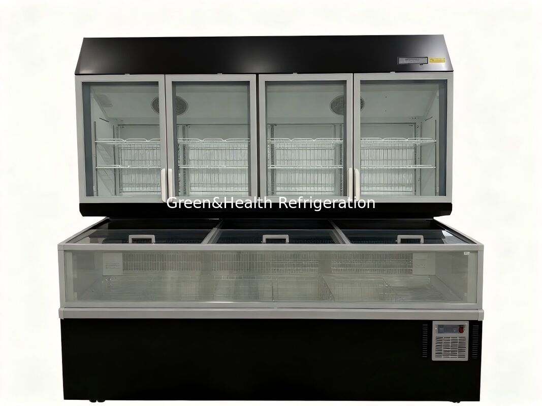 Congelador combinado de gabinete de pantalla de doble temperatura para tiendas minoristas y supermercados