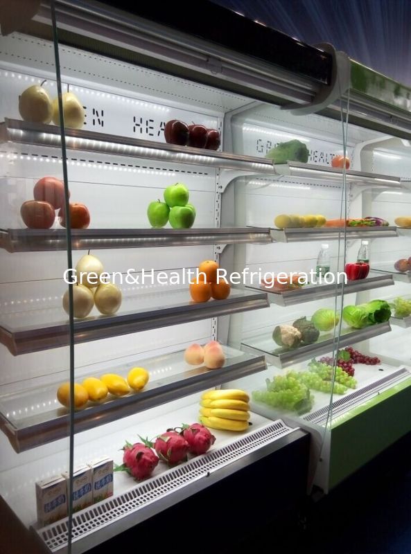 Refrigerador abierto de Multideck de la tienda del estante ajustable con el compresor R404a/R134 de DANFOSS