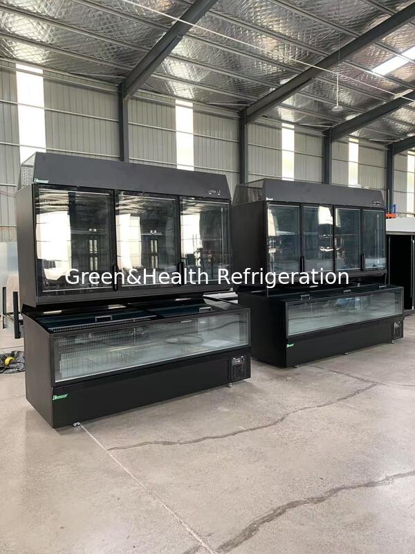 Congelador Combinado Comercial con Exhibición - Puerta Superior de Cristal y Congelador Isla Inferior para Supermercado