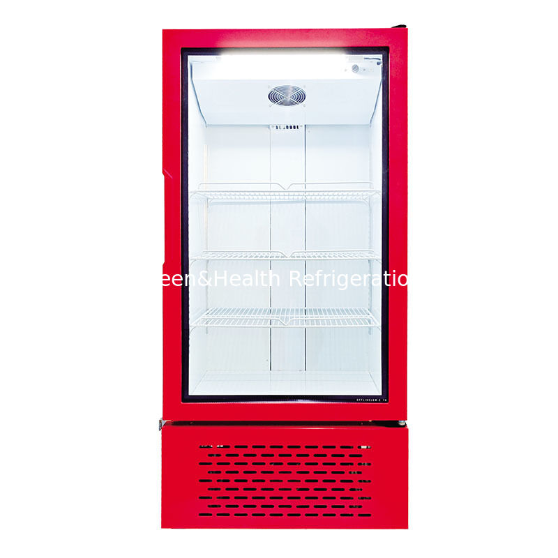 Refrigerador Vertical de Puerta de Vidrio Individual Comercial Enfriado por Ventilador para Bebidas para Supermercados y Tiendas de Conveniencia