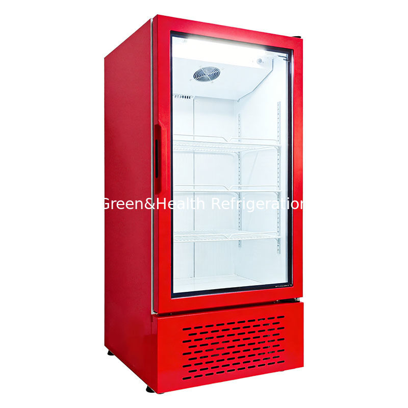 Refrigerador Vertical de Puerta de Vidrio Individual Comercial Enfriado por Ventilador para Bebidas para Supermercados y Tiendas de Conveniencia