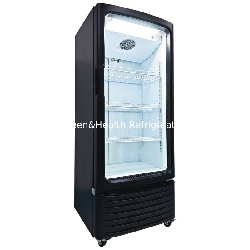 Refrigerador de Exhibición Comercial de Vidrio Templado Individual para Supermercado, Enfriador Vertical, Equipo de Refrigeración para Bebidas con Enfriamiento por Ventilador