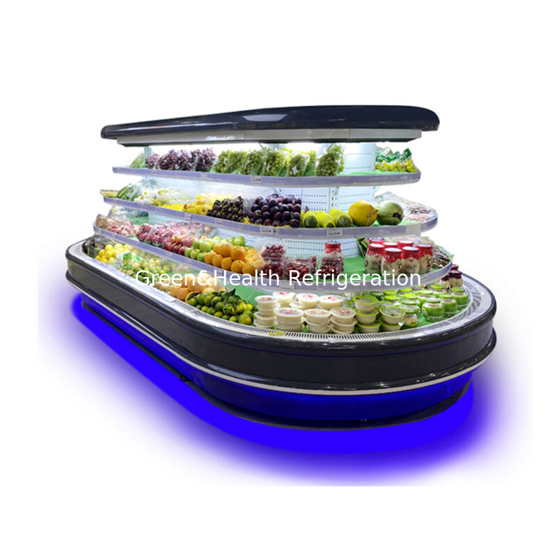 Refrigerador abierto comercial de pisos múltiples con iluminación LED automática de deshielo y ahorro de energía para pantallas de supermercados