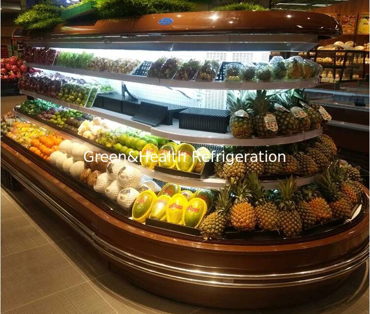 Refrigerador abierto comercial de pisos múltiples con iluminación LED automática de deshielo y ahorro de energía para pantallas de supermercados