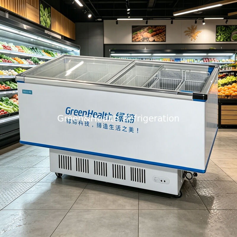 Congelador de caja vertical de gran capacidad con compresor Danfoss y descongelamiento automático para uso comercial